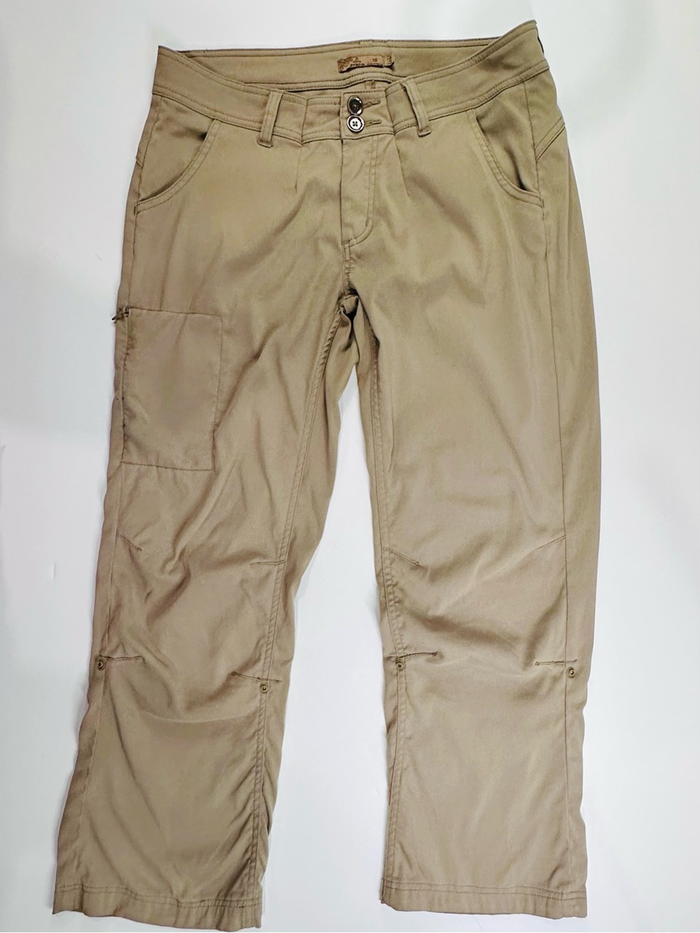 prAna Stretch Zion Khaki Hiking Cargo Pants Women's Size 10 Regular Inseam